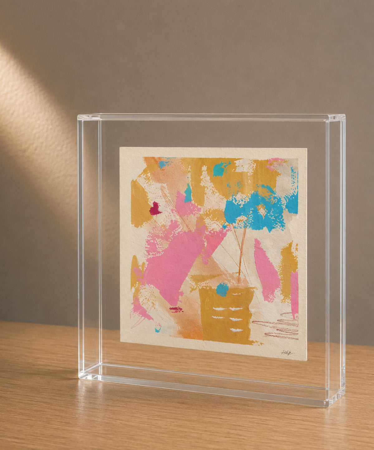 Quadro em Acrílico com Pintura Abstrata em Técnica Mista | Coleção Pastel | Felipe Bernardes