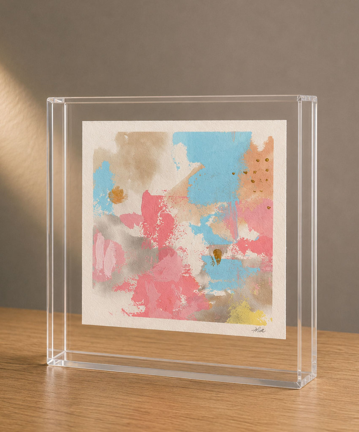 Quadro em Acrílico com Pintura Abstrata em Técnica Mista | Coleção Pastel | Felipe Bernardes