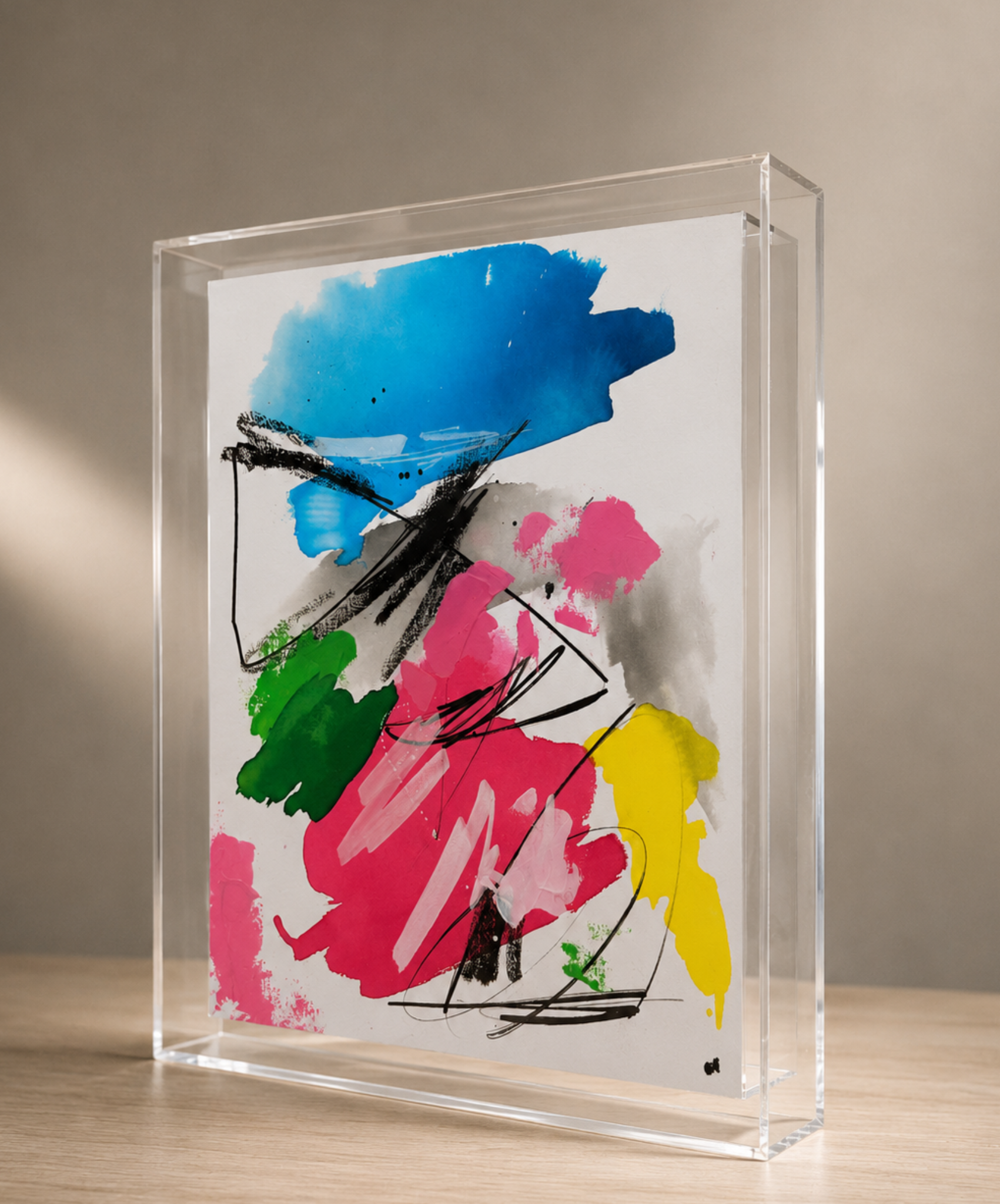 Quadro Acrílico com Aquarela Abstrata