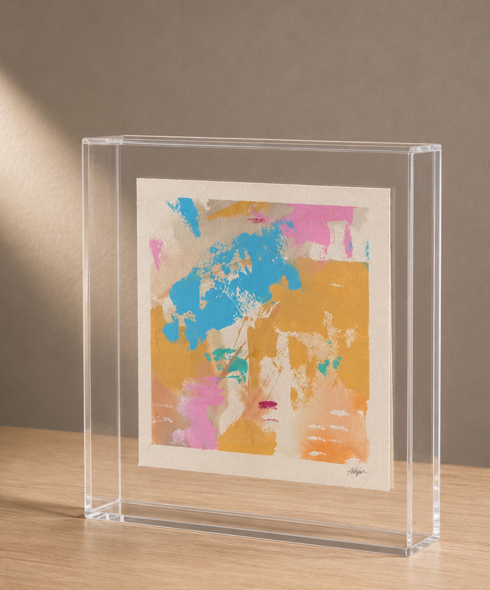 Quadro em Acrílico com Pintura Abstrata em Técnica Mista | Categoria Rosa | Felipe Bernardes