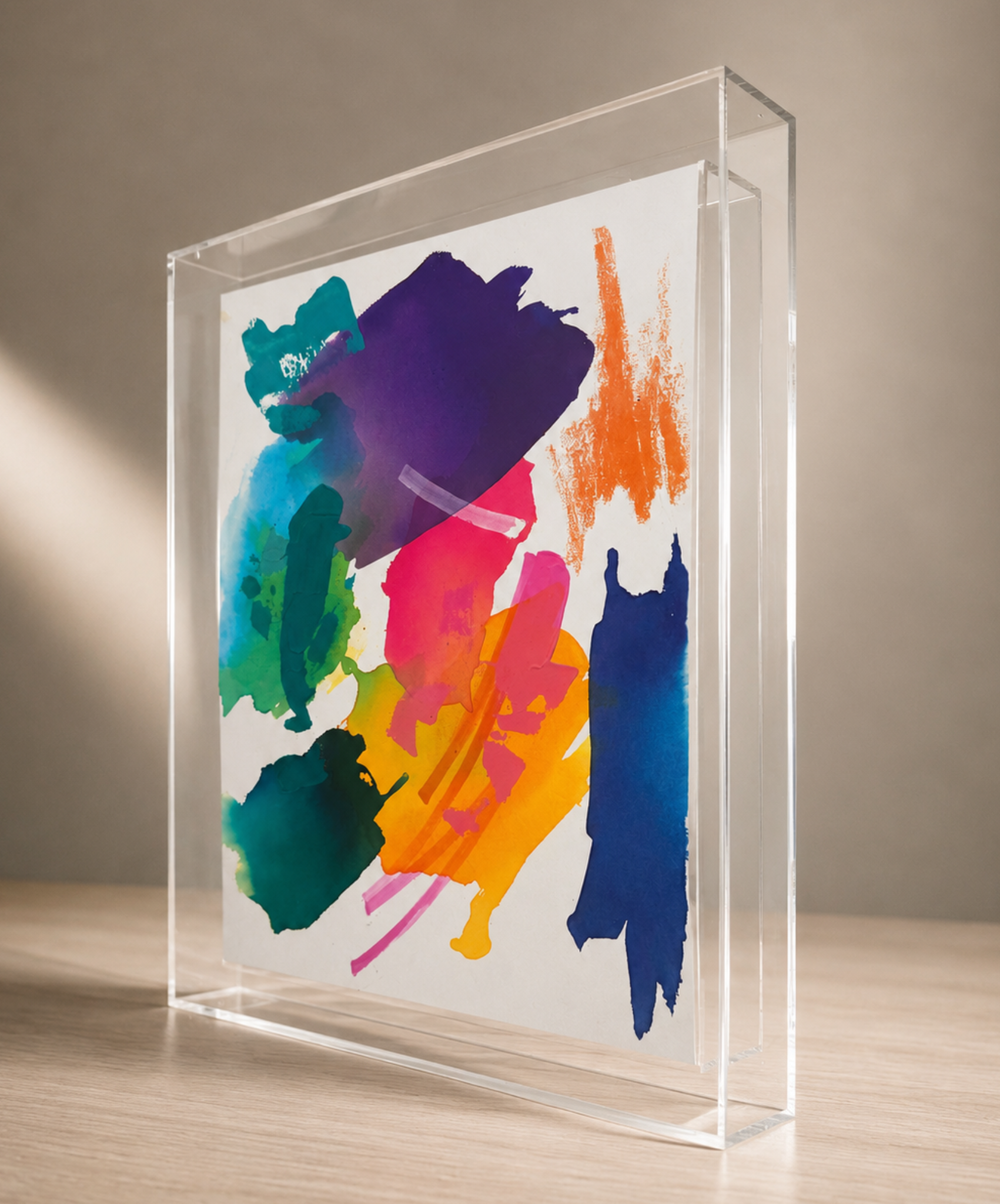 Quadro Acrílico com Aquarela Abstrata