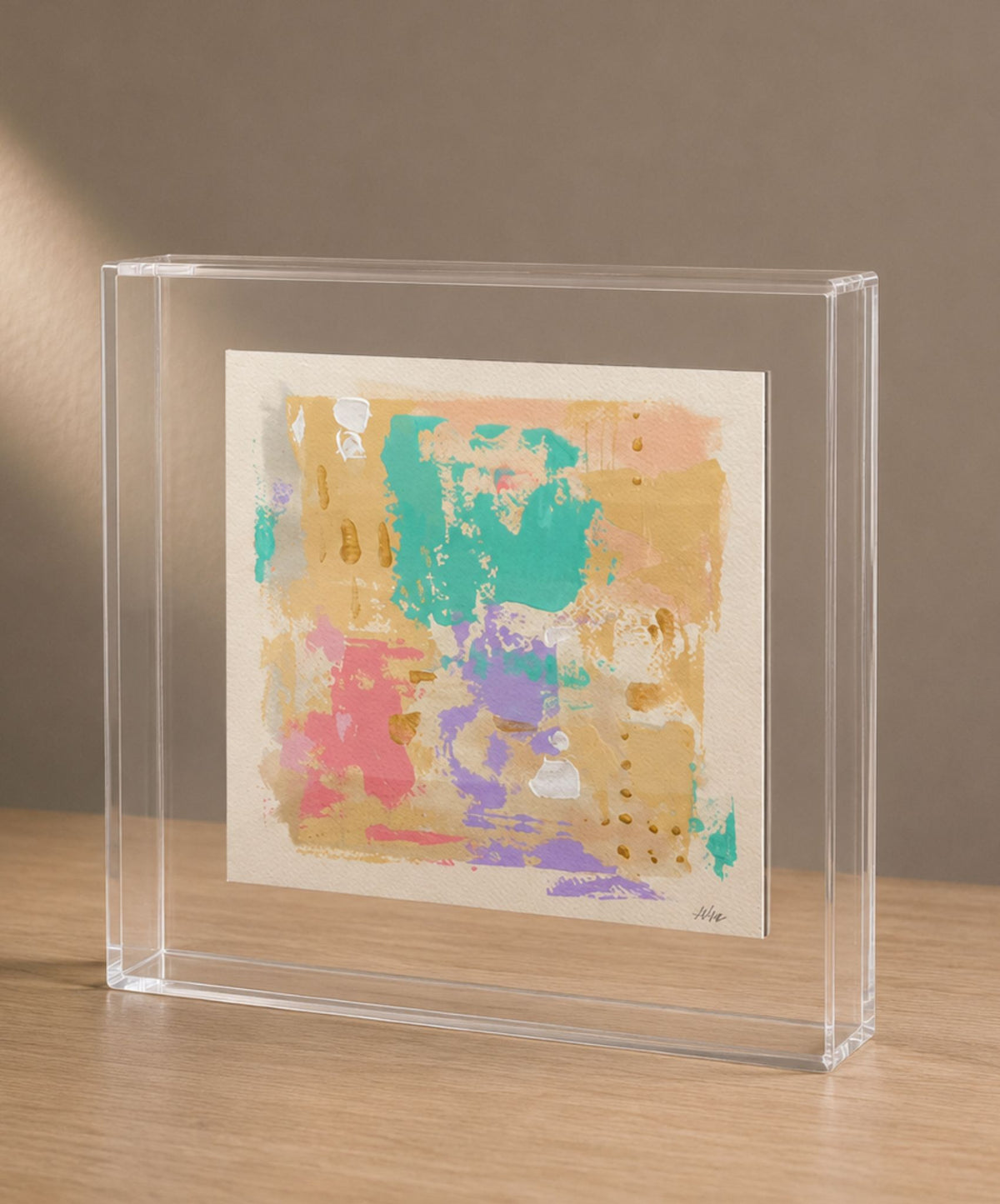 Quadro em Acrílico com Pintura Abstrata em Técnica Mista | Coleção Pastel | Felipe Bernardes