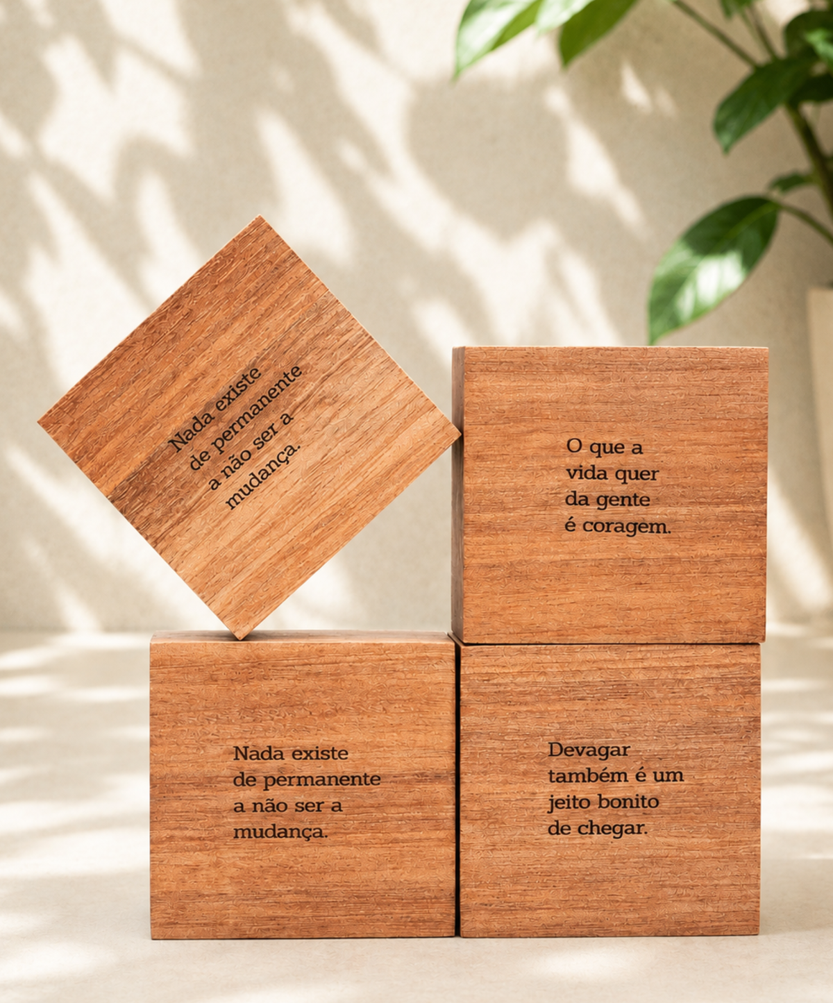 Trio de Cubos de Madeira