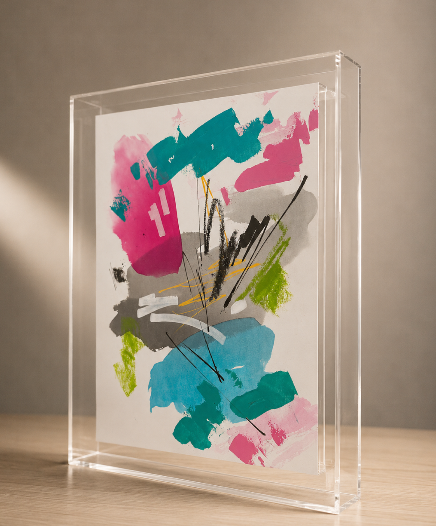 Quadro Acrílico com Aquarela Abstrata