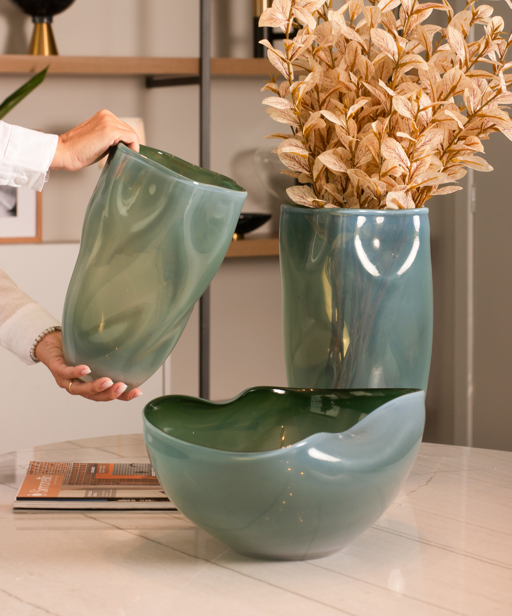 VASO DE VIDRO JADE P