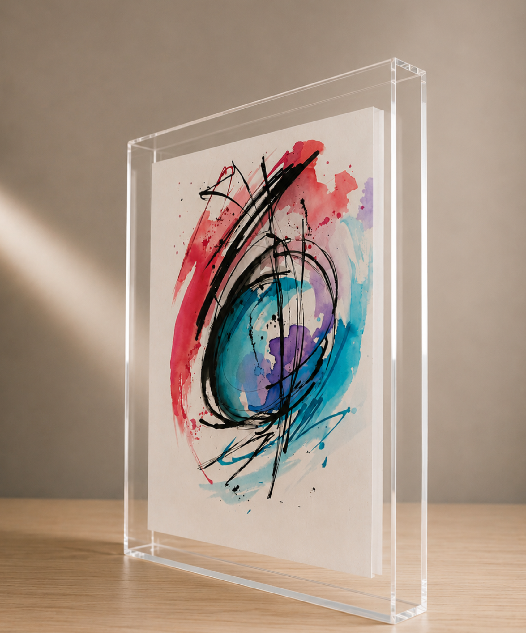 Quadro Acrílico com Aquarela Abstrata