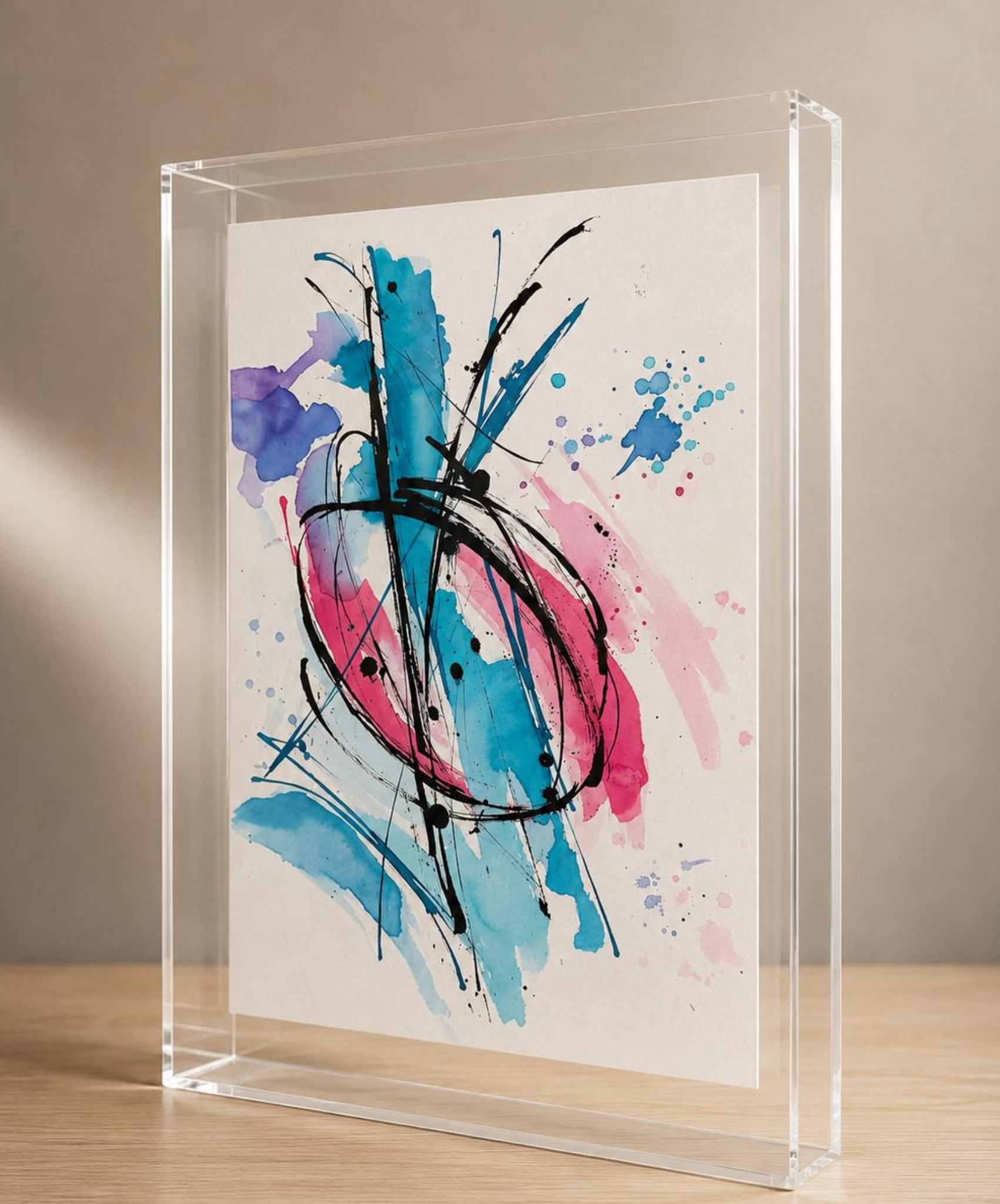 Quadro Acrílico com Aquarela Abstrata