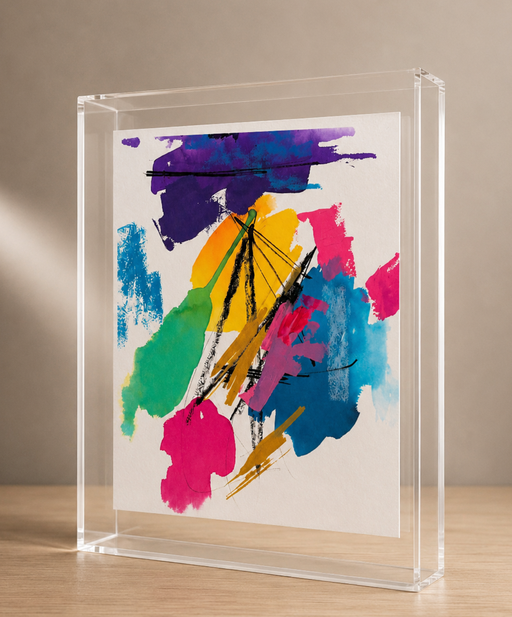 Quadro Acrílico com Aquarela Abstrata