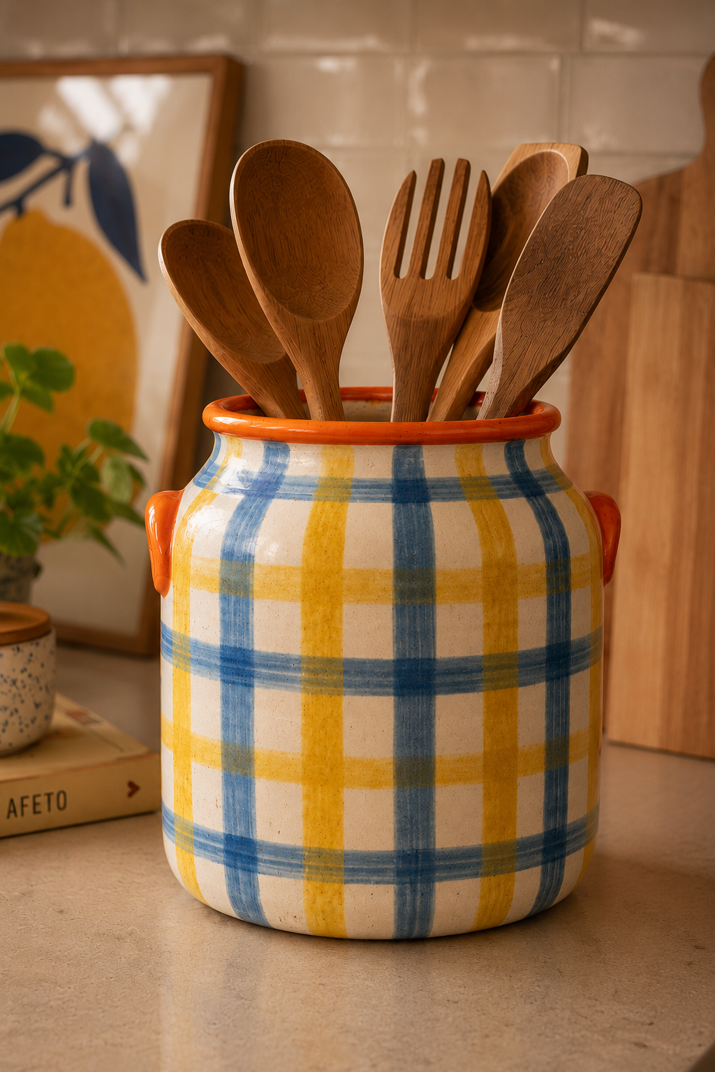 Vaso Trama Azul+Amarelo